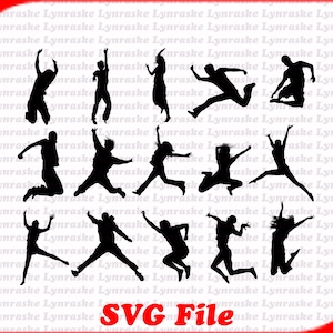 Jumping People Silhouette Vectors SVG 2, svg, dxf, Cricut, Silhouette Cut File, Instant Download