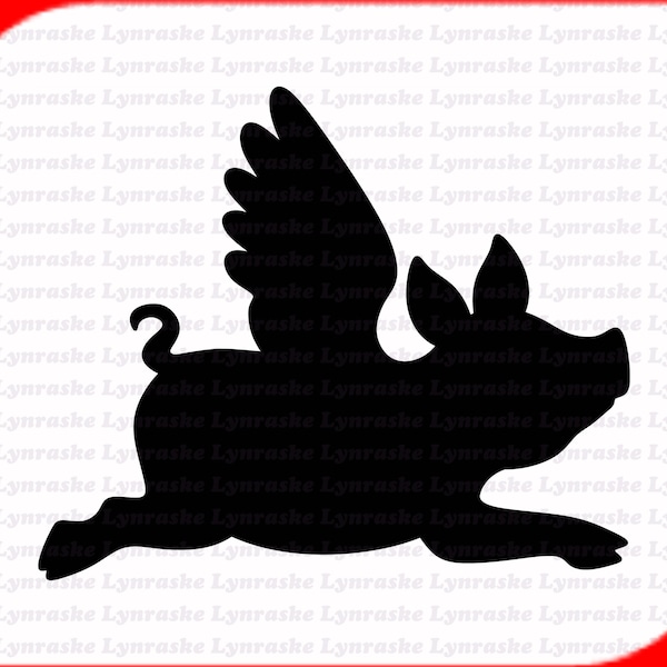 Flying Pig Silhouette SVG, svg, dxf, Cricut, Silhouette Cut File, Instant Download