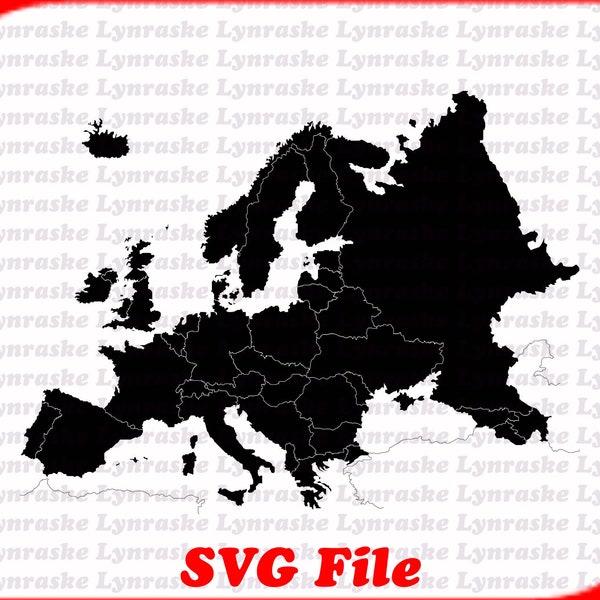 Europe Map Silhouette Vectors SVG, svg, dxf, Cricut, Silhouette Cut File, Instant Download