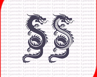 Traditional Chinese Dragon Silhouette Vectors SVG, svg, dxf, Cricut, Silhouette Cut File, Instant Download