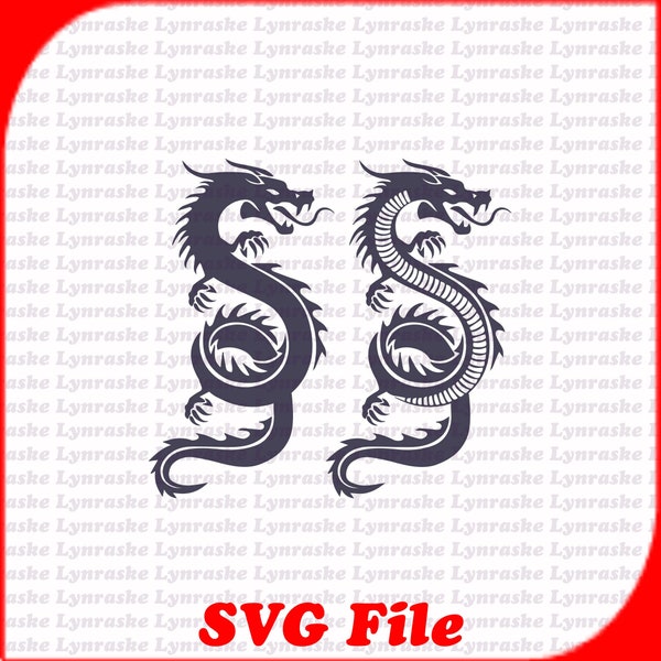 Traditional Chinese Dragon Silhouette Vectors SVG, svg, dxf, Cricut, Silhouette Cut File, Instant Download