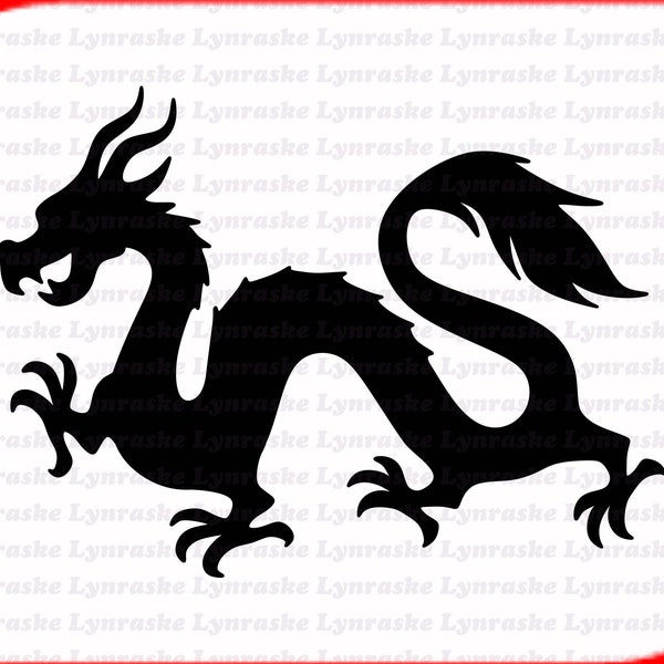 Chinese Dragon Silhouette SVG, svg, dxf, Cricut, Silhouette Cut File, Téléchargement instantané