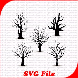 Boom zonder bladeren silhouet vectoren SVG, svg, dxf, Cricut, silhouetgesneden bestand, Instant Download