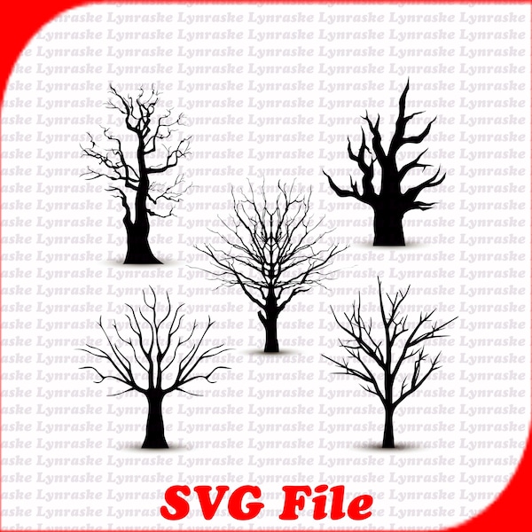 Tree Without Leaves Silhouette Vectors SVG, svg, dxf, Cricut, Silhouette Cut File, Instant Download