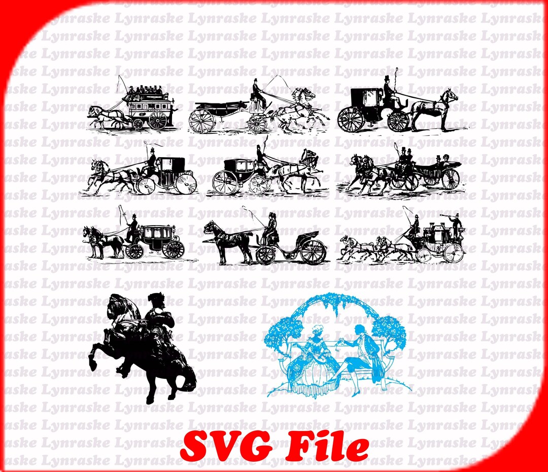 Horses Carts Silhouette Vectors SVG Svg Dxf Cricut Etsy