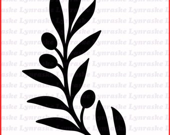 Olive Branch Silhouette SVG, svg, dxf, Cricut, Silhouette Cut File, Instant Download