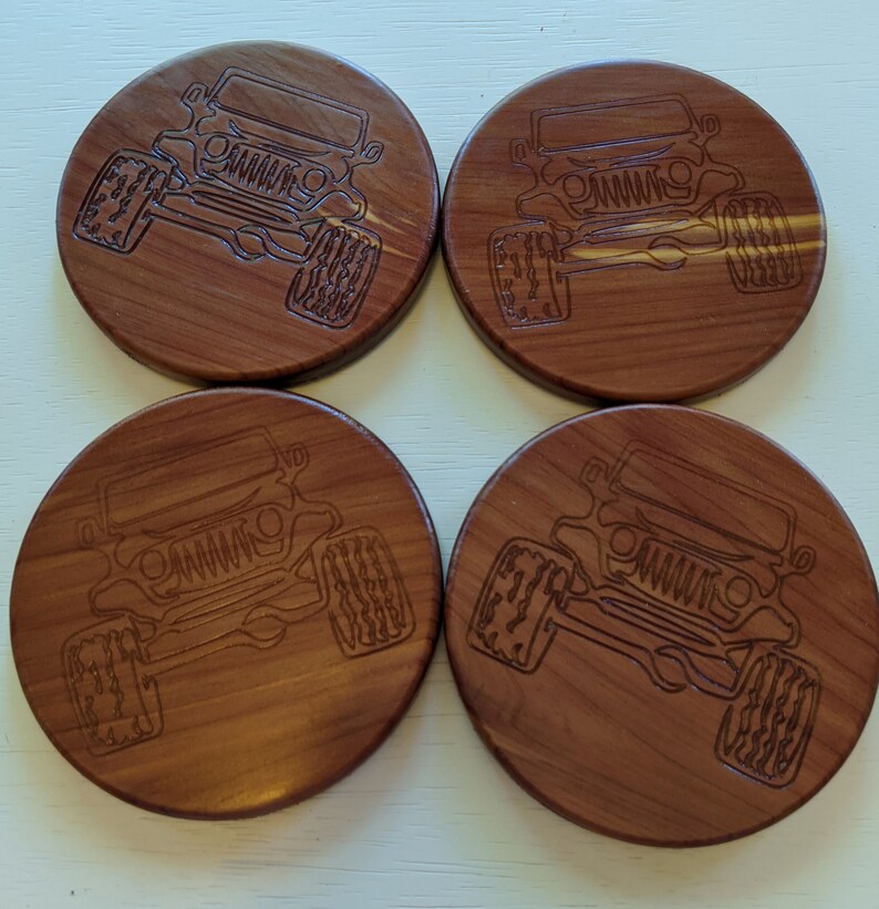 Wood Jeep Coasters Cherry/Oak/Cedar Personalized Etsy