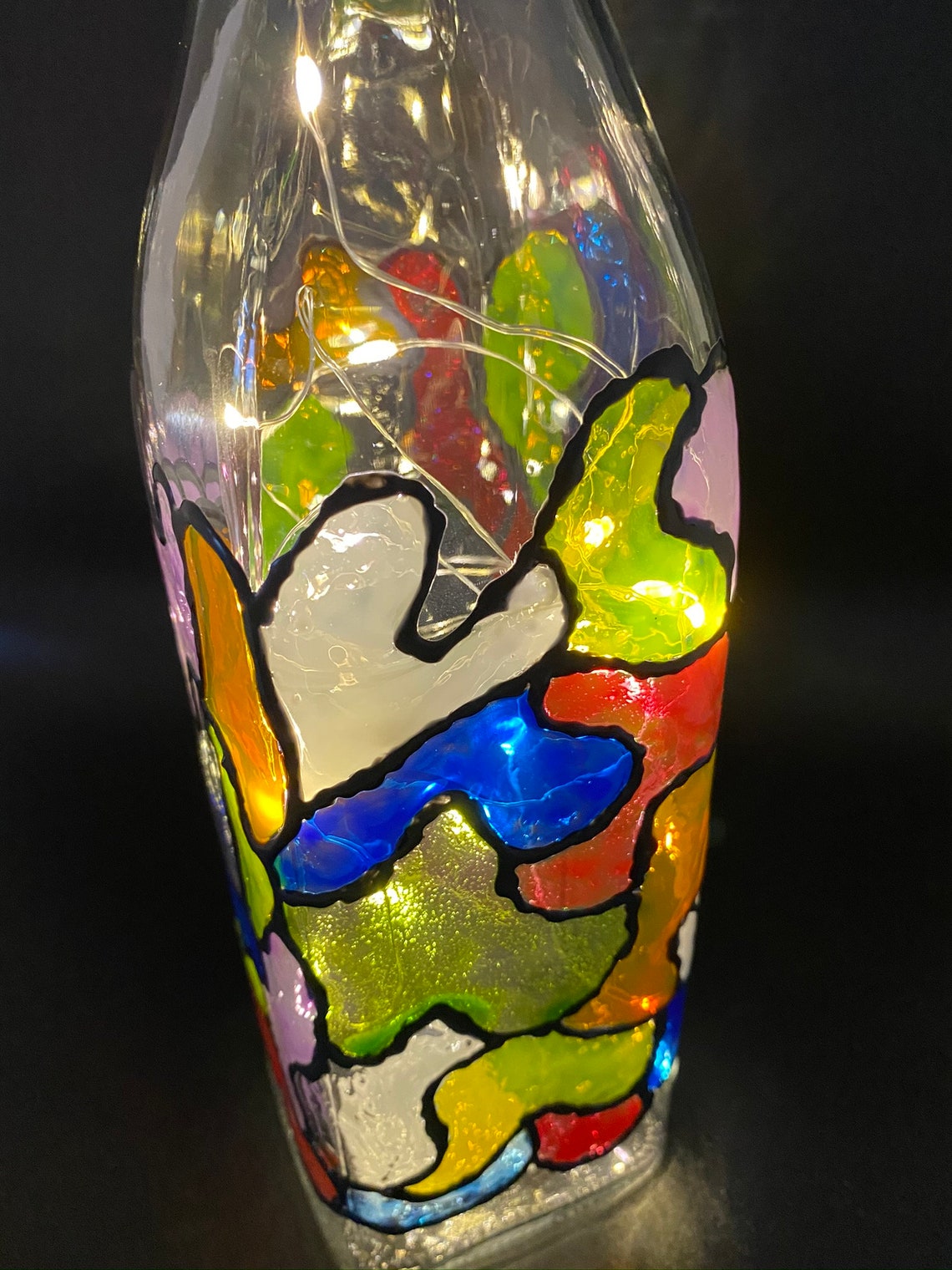 Mosaic Stained glass bottle art Etsy