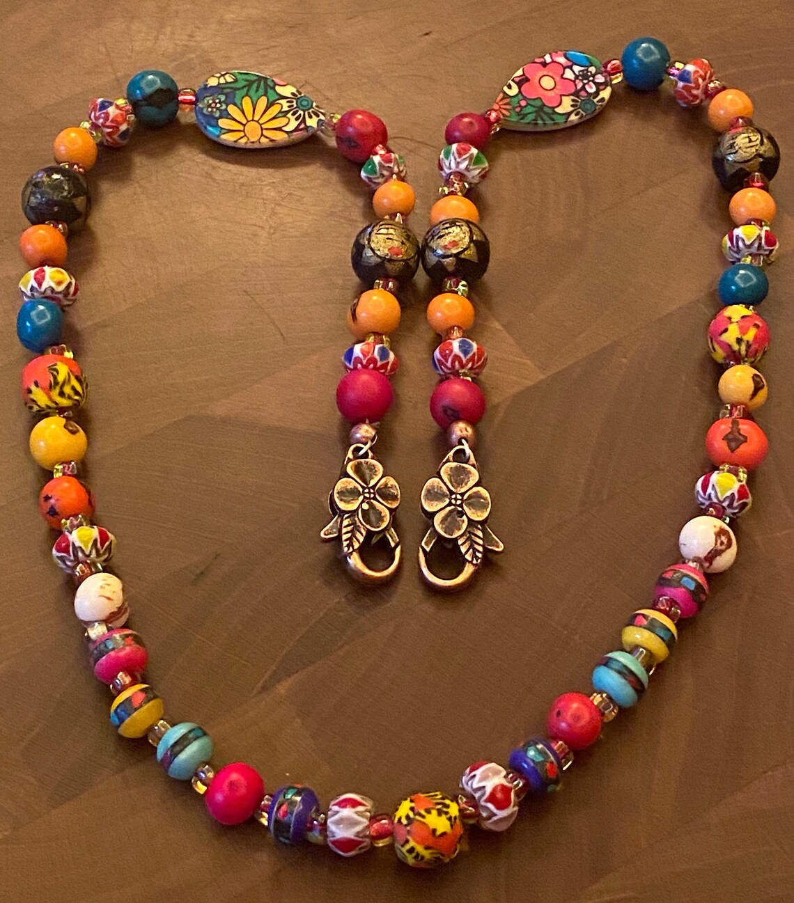 Spanish Bead Lanyard NecklaceMexican Bead LanyardTeacher ID Etsy