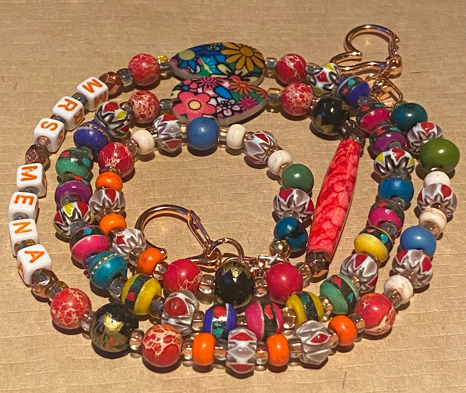 Spanish Bead Lanyard Necklacemexican Bead Lanyardteacher ID Etsy