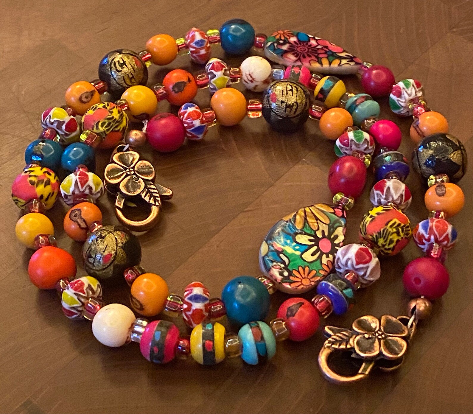 Spanish Bead Lanyard Necklacemexican Bead Lanyardteacher ID Etsy