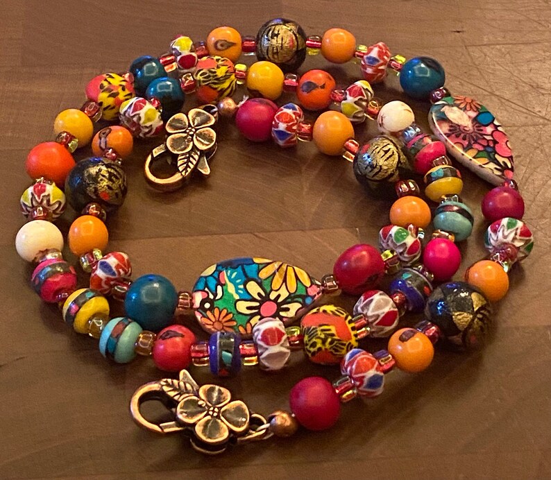 Spanish Bead Lanyard Necklacemexican Bead Lanyardteacher ID Etsy