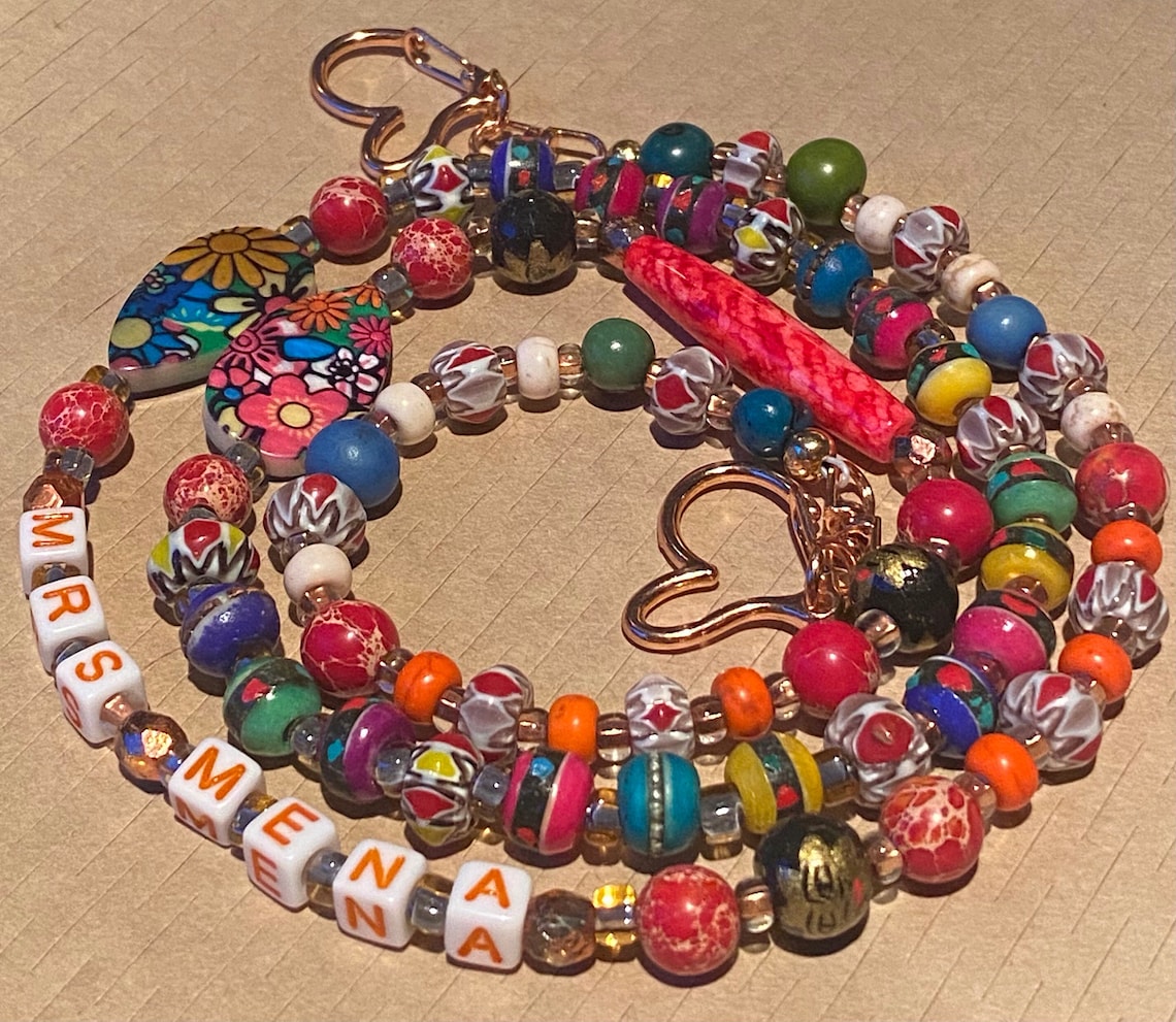 Spanish Bead Lanyard Necklacemexican Bead Lanyardteacher ID Etsy