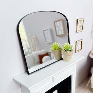 Dollhouse Miniature Arch Mirror with Black Edges 1/12 or 1/6 scale