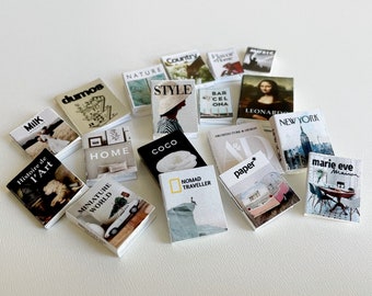 DIY Printable Miniature Book Covers for Dollhouse,Modern Magazines/kit of 18 books in a 1/12 scale (A4, US letter) Instant Download