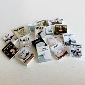 DIY Printable Miniature Book Covers for Dollhouse,Modern Magazines/kit of 18 books in a 1/12 scale (A4, US letter) Instant Download