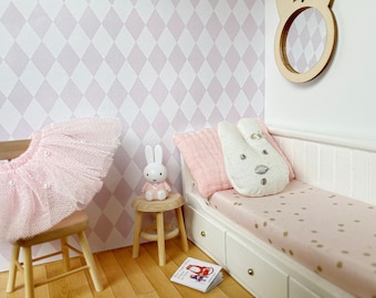 Dollhouse Wallpaper Powder Pink Diamond Pattern (Printable Download)