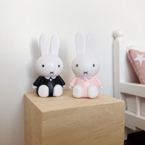 Estatueta de coelho em miniatura Miffy Animal escala 1:12 para casa de bonecas