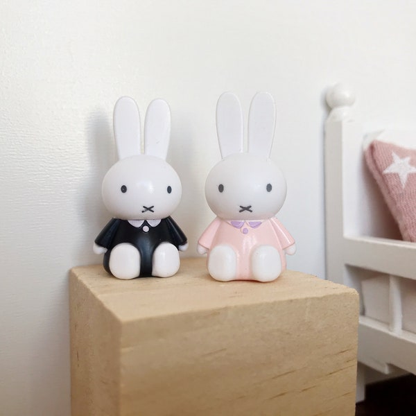 Figurine miniature de lapin figurine d'animal Miffy pour maison de poupées à l'échelle 1:12 dollhouse