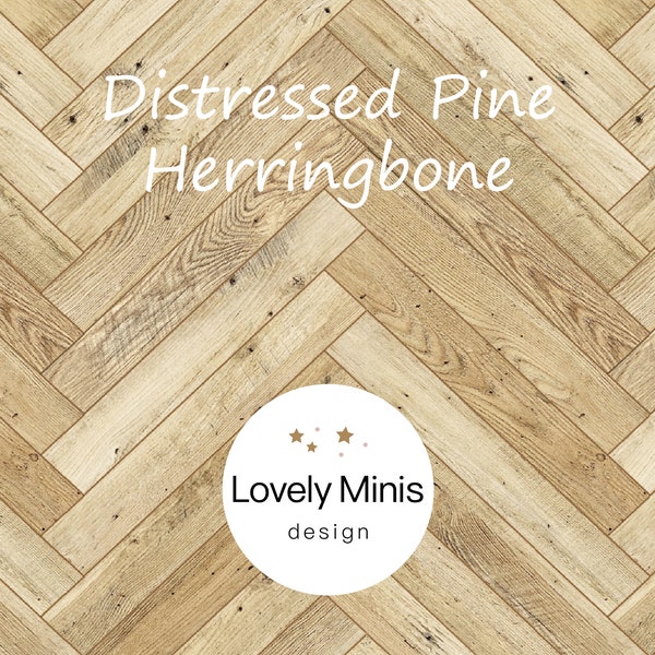 Dollhouse Pine Herringbone Wood Flooring, 1:12 scale - US letter, A4, Tabloid, A3- Miniature Parquet Wallpaper / Printable Download