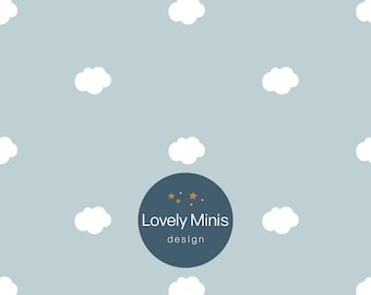Dollhouse Wallpaper - Blue Clouds, 1:12 Scale (Printable Download)