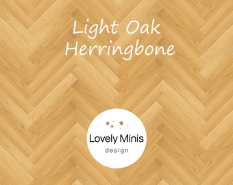Light Oak Herringbone Dollhouse Flooring – 1:12 Scale Miniature Parquet (Digital Download)