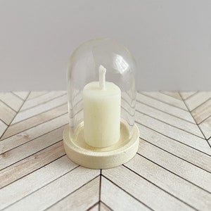 Dollhouse Miniature Dome Candle White Candle under a glass dome 1/12 scale