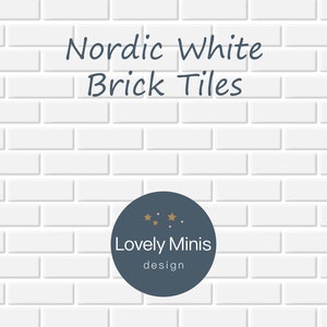 Dollhouse Brick Tile Effect White 1:12 scale - US letter, A4, Tabloid, A3 / Miniature Tile Wallpaper Diorama Roombox / Printable Download