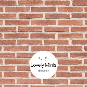 Pared de ladrillos de casa de muñecas con efecto oxidado, escala 1:12, tamaño carta (EE. UU., A4, Tabloide, A3), papel tapiz de azulejos en miniatura, diorama, Roombox, descarga imprimible
