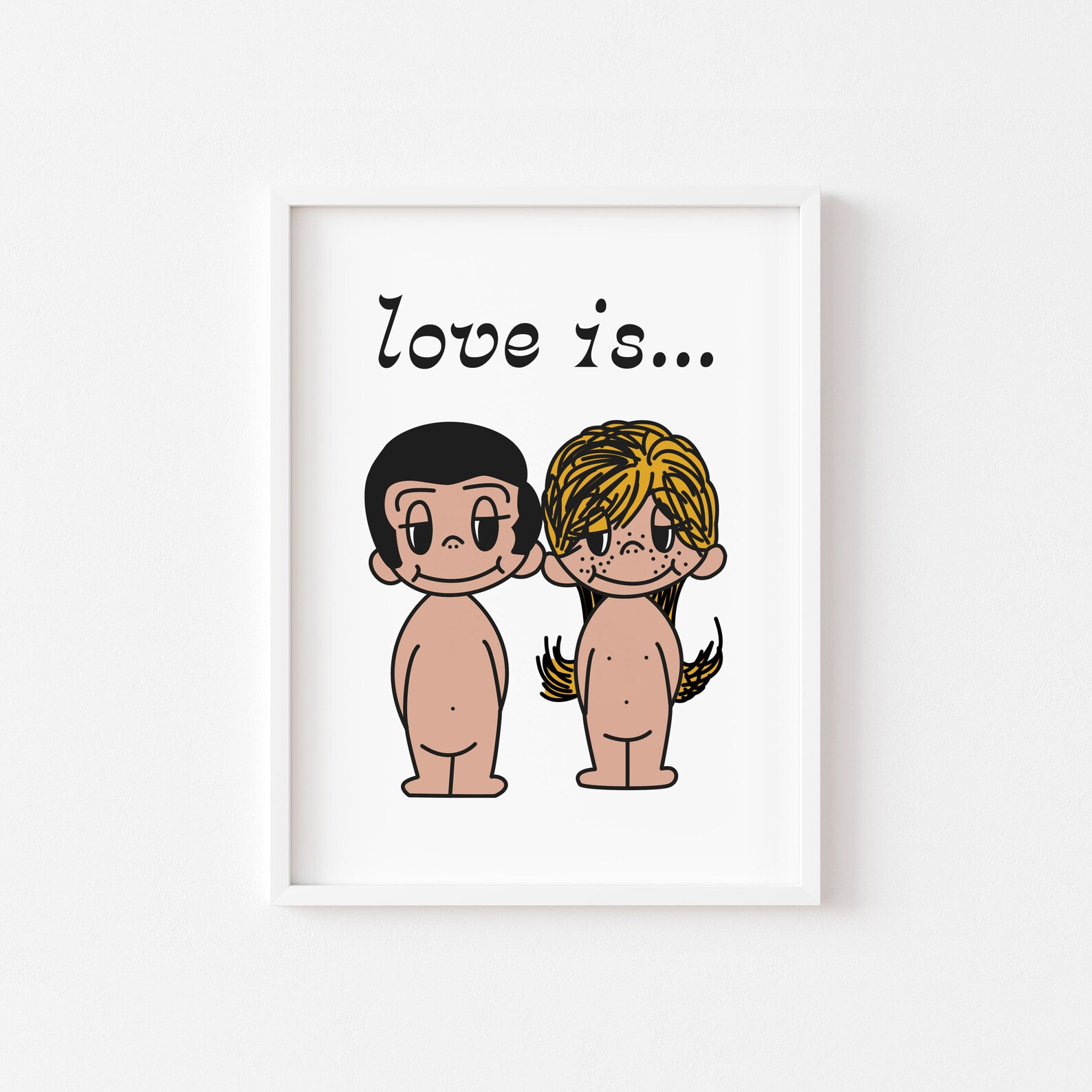 Love Is Impresión retro de póster de dibujos animados | Etsy