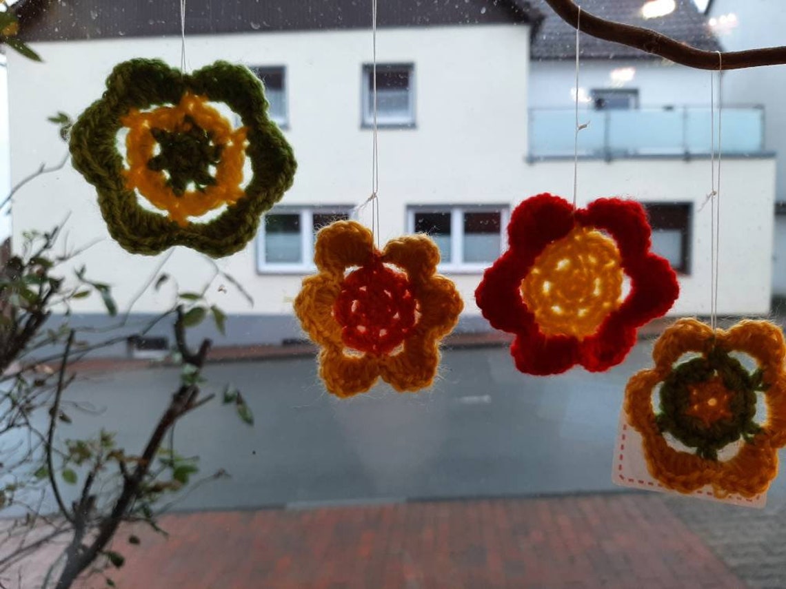 Window decoration Flowers Set of 6 pieces | Etsy