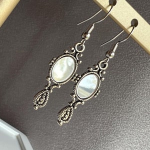 Sterling Silver Victorian Mirror Gemstone Earrings Sterling Silver Victorian Mirror Gemstone Earrings