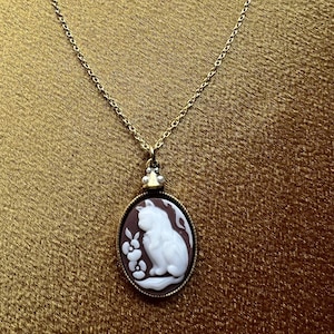 Cat Cameo Gold Necklace