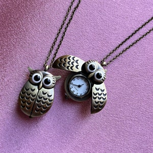 Adorable Owl Pocket Watch Necklace