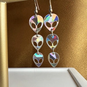 Holographic Alien Dangle Earrings