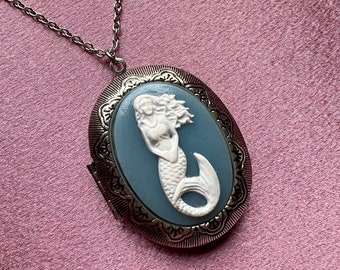 Mermaid Cameo Locket Necklace