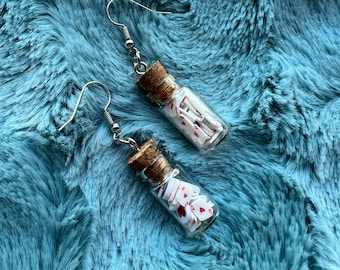 Mini Playing Cards in a Bottle Glass Earrings