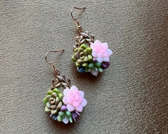 Succulent Plant Clay Earrings