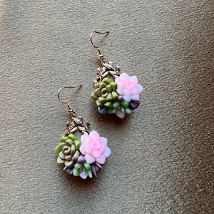 Boucles d'oreilles plantes succulentes en argile