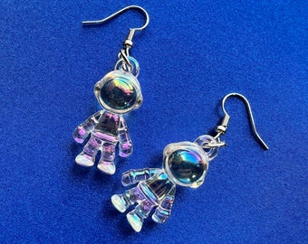 Iridescent Astronaut Earrings