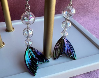 Bubbles and Mermaid Tails Iridescent Earrings