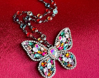 Colorful Butterfly Hematite Necklace