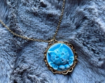 Kitten Cat Cameo Necklace