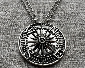 You Are My Compass Soulmate Couple Necklaces, Split Two Person Necklaces