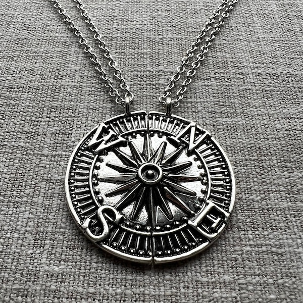 You Are My Compass Soulmate Couple Necklaces, Split Two Person Necklaces