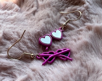 Pink Heart Sunglasses Earrings