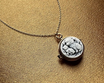 Cat Dog Cameo Locket Necklace