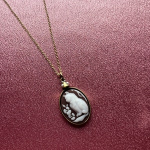 Cat Cameo Gold Necklace zdjęcie 5