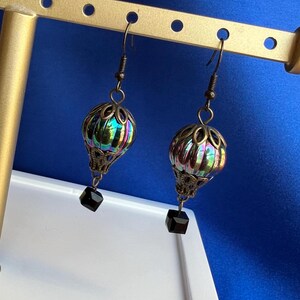 Rainbow Hot Air Balloon Bead Earrings