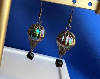 Rainbow Hot Air Balloon Bead Earrings